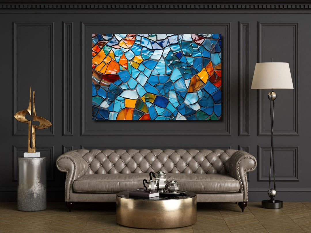 Abstract Mosaic Stained Glass Pattern Wall Art-Home Office Wall Painting Decor