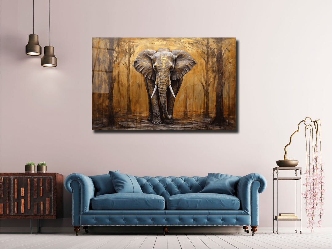 Elephant Glass Printing Wall Art - Glass Wall Decor