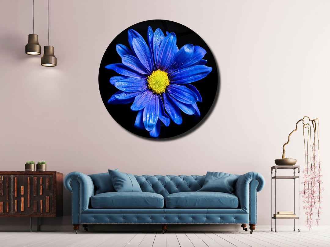 Blue Carnation Wall Art Decor-Home&Office Glass Printing Wall Painting