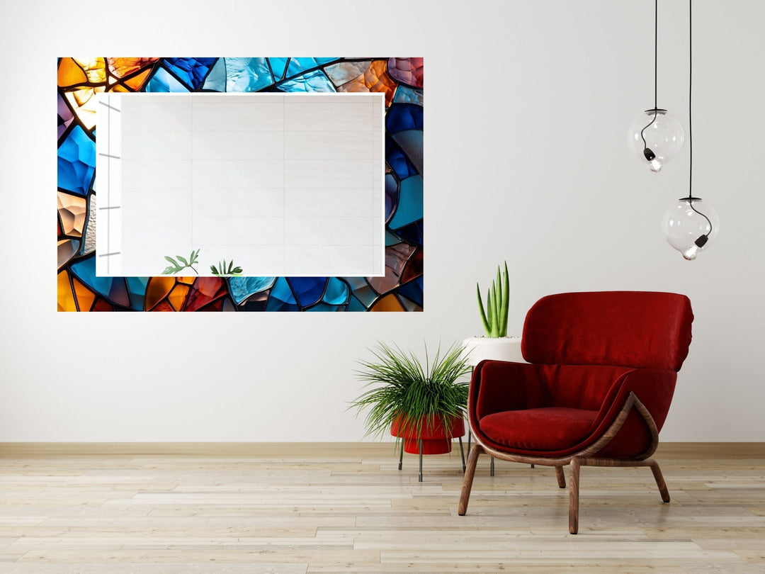 Abstract Stained Glass Pattern Wall Mirror-Home Office Wall Decoration