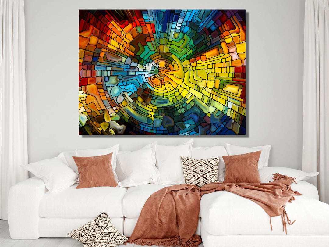 Abstract Stained Glass Pattern Wall Art-Home Office Wall Painting Decor Panel