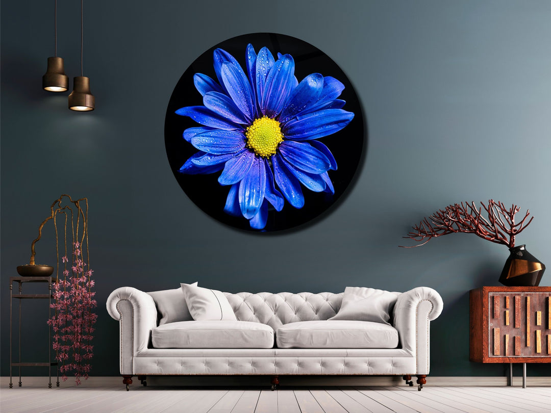 Blue Carnation Wall Art Decor-Home&Office Glass Printing Wall Painting