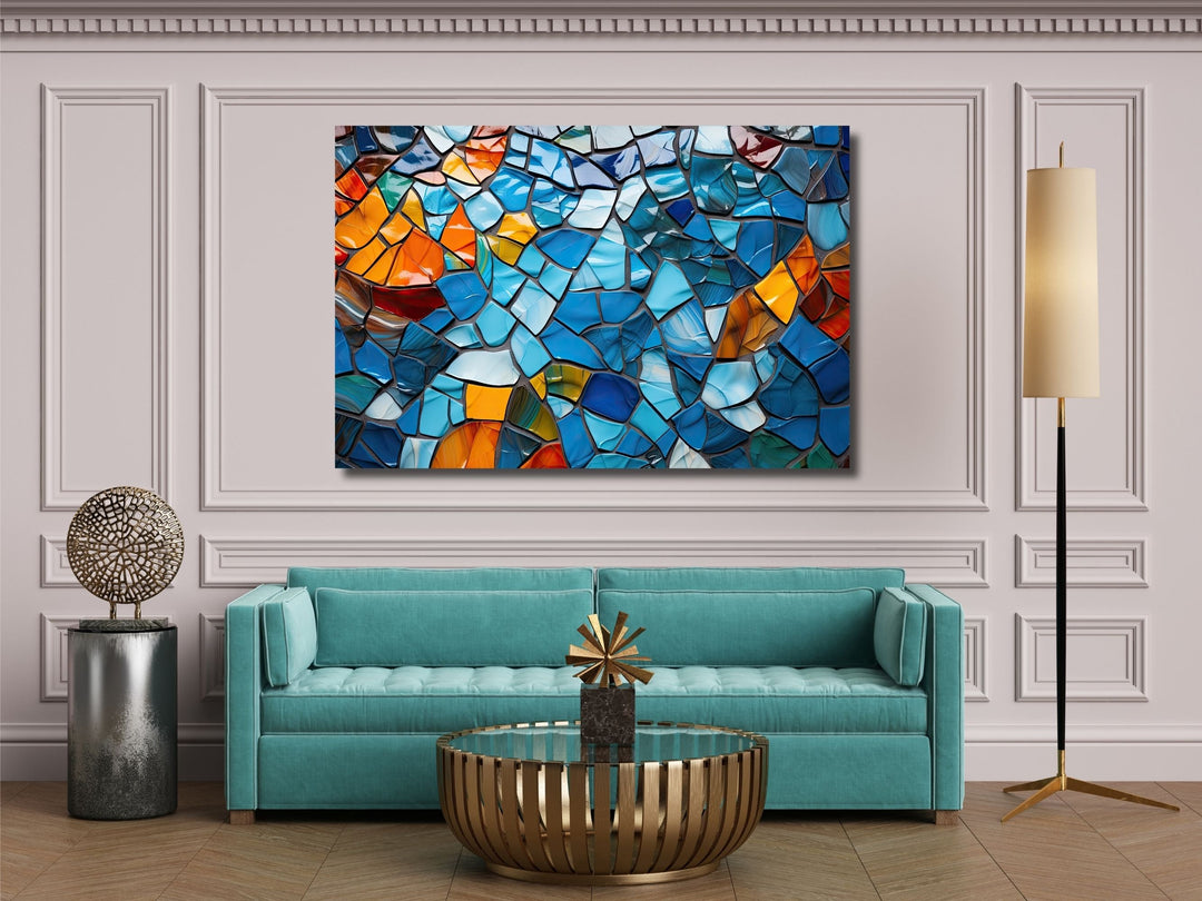 Abstract Mosaic Stained Glass Pattern Wall Art-Home Office Wall Painting Decor