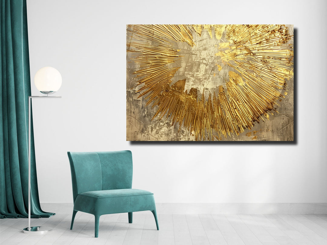 Abstract Gold Glass Printing Wall Art - Home&Office Wall Decor