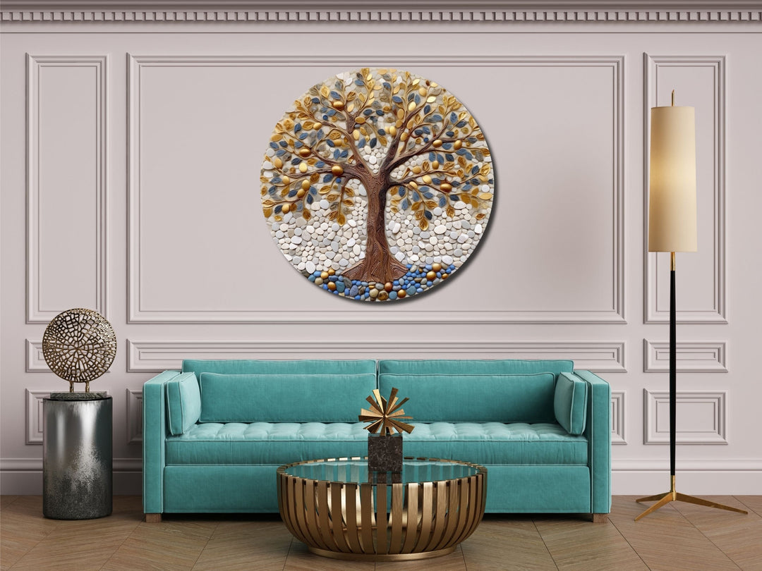 Tree of Life Stained Glass Pattern Wall Art Window-Wall Painting Decor Round