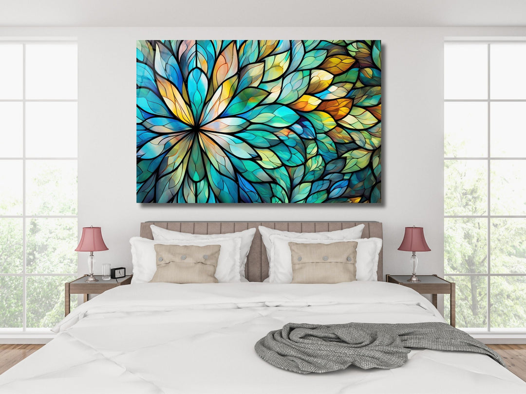 Stained Glass Floral Pattern Wall Art-Home Office Wall Painting Decor