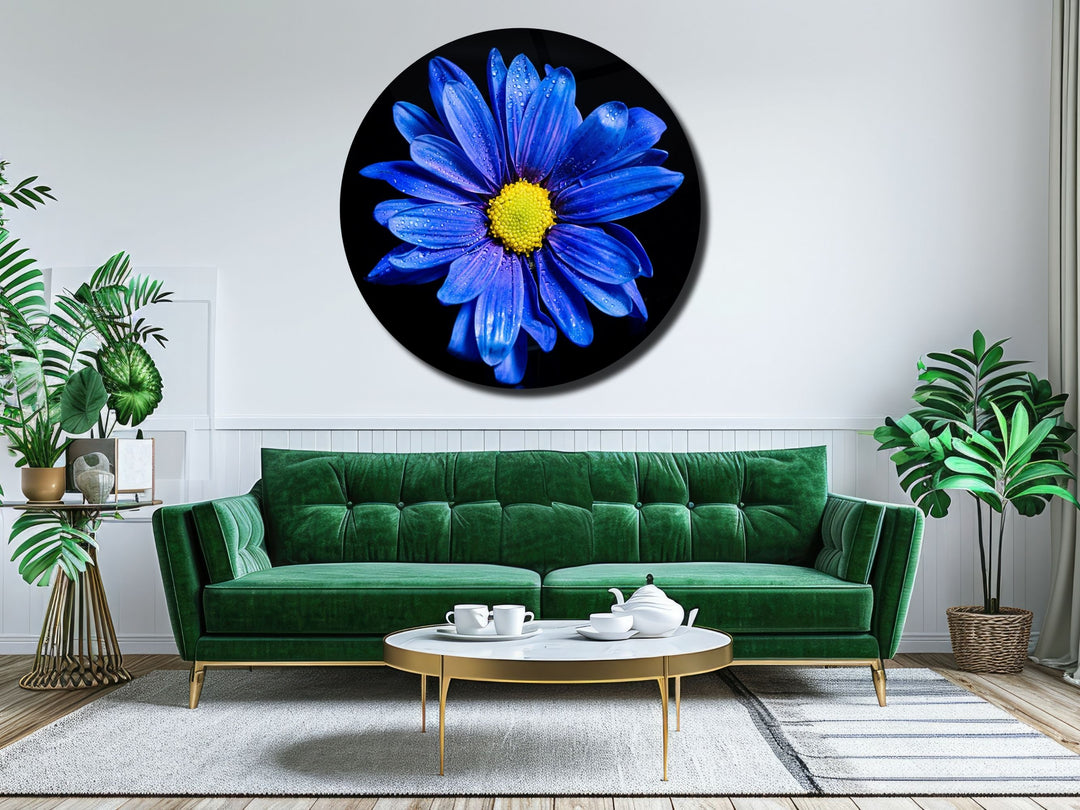 Blue Carnation Wall Art Decor-Home&Office Glass Printing Wall Painting