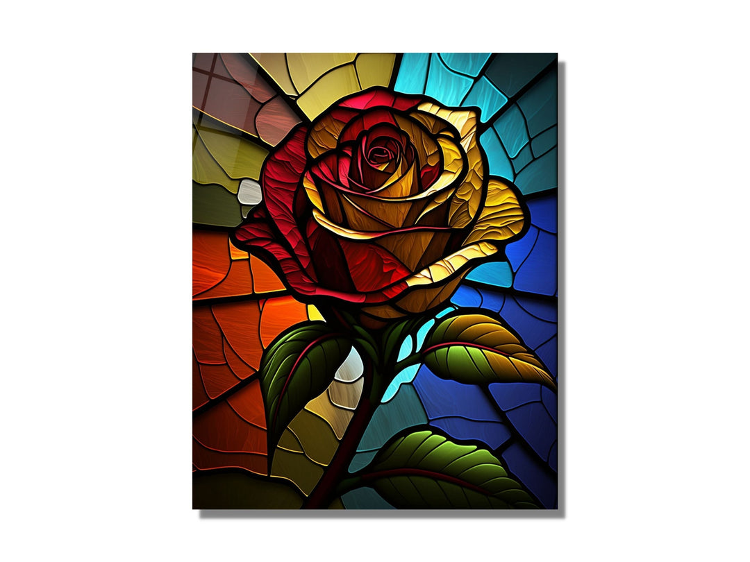 Stained Glass Rose Pattern Wall Art Window-Wall Painting Decor