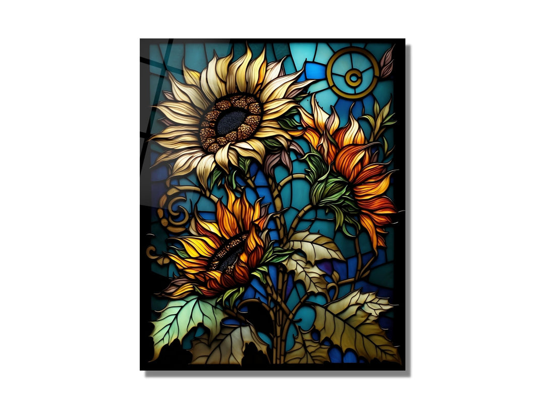 Stained Glass Sunflower Pattern Wall Art Window-Wall Painting Decor