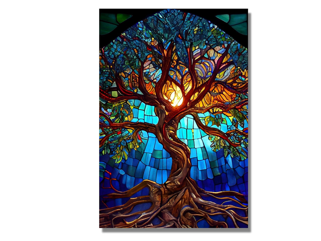 Stained Glass Wall Art Tree of Life Window-Wall Painting Decor