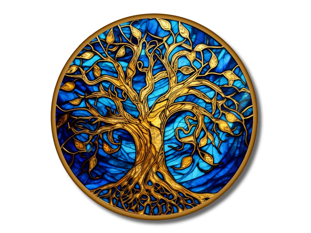 Tree of Life Stained Glass Pattern Wall Art Window-Wall Painting Decor Round