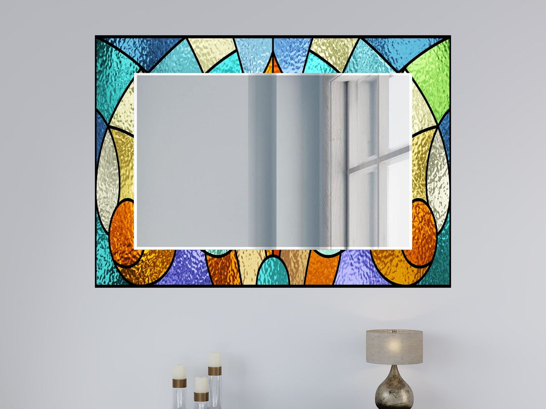 Abstract Stained Glass Pattern Wall Mirror-Home Office Wall Decoration