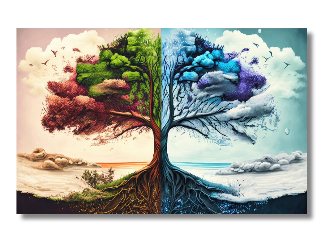 Tree of Life Pattern Tempered Glass Printing Wall Art-Home Office Wall Painting Decor