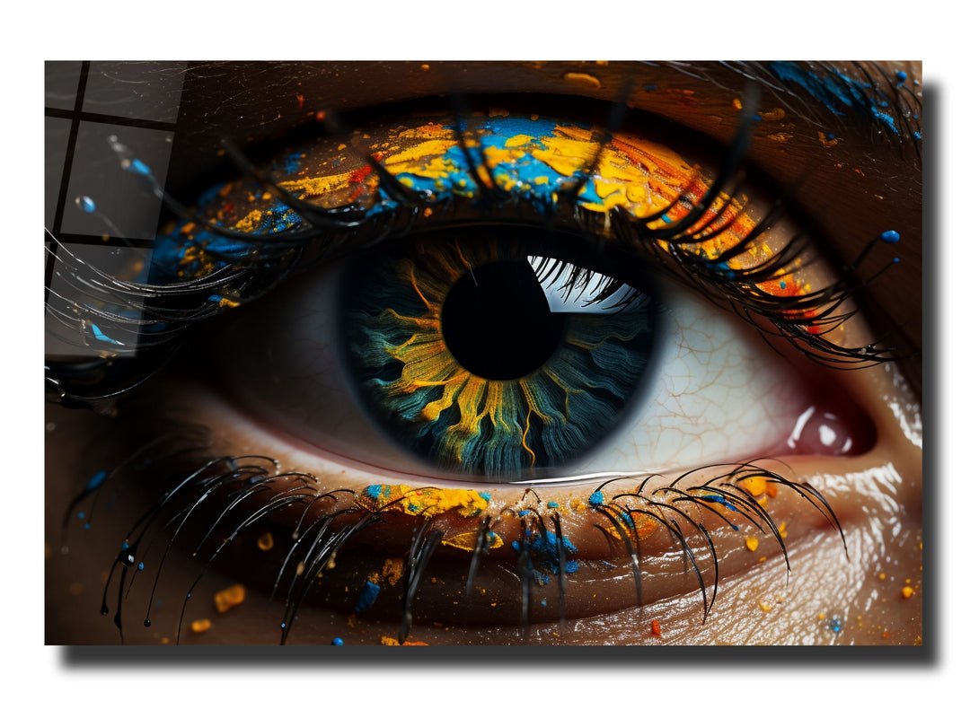 Colorful Eyes Glass Printing Wall Art - Modern Glass Wall Decor