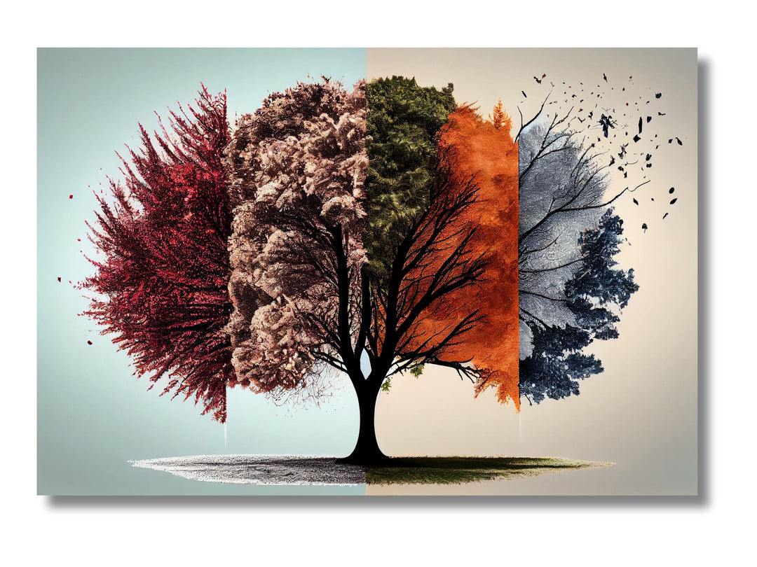 Tree of Life Pattern Tempered Glass Printing Wall Art-Home Office Wall Painting Decor