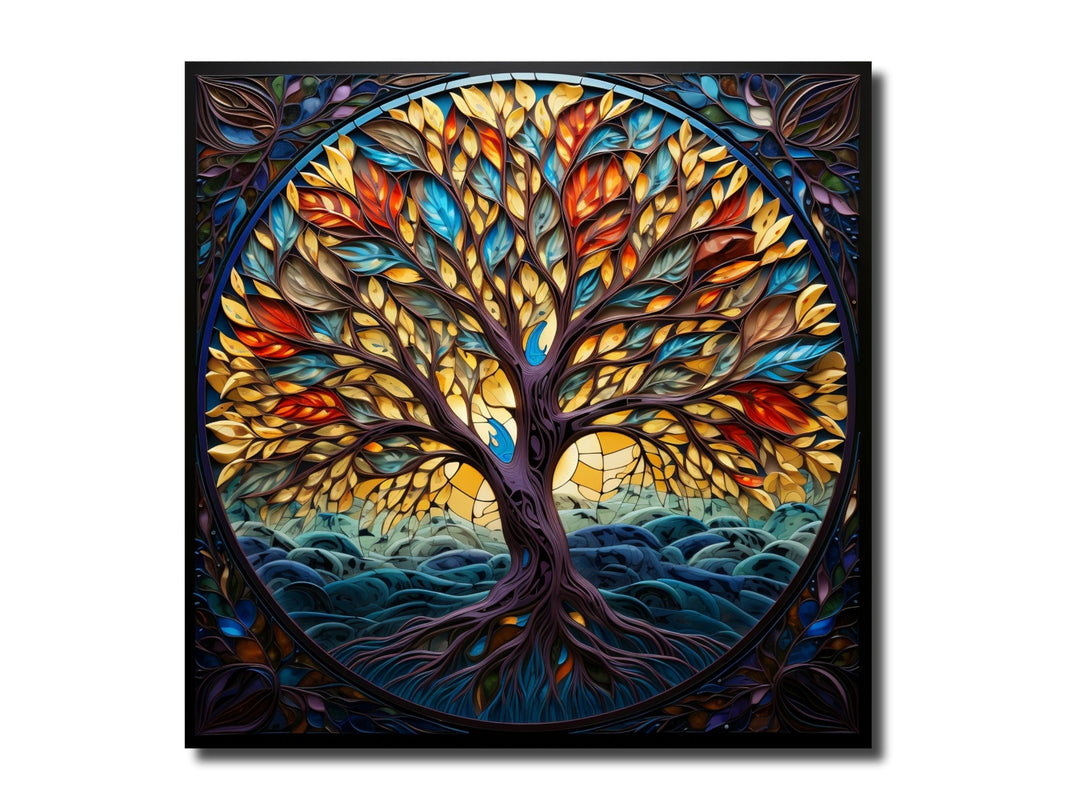 Stained Glass Wall Art Tree of Life Window-Wall Painting Decor