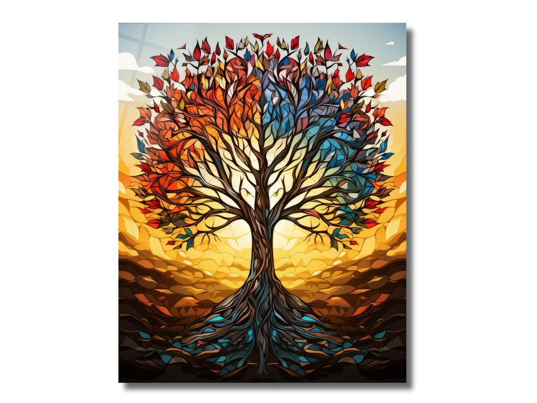 Stained Glass Wall Art Tree of Life Window-Wall Painting Decor