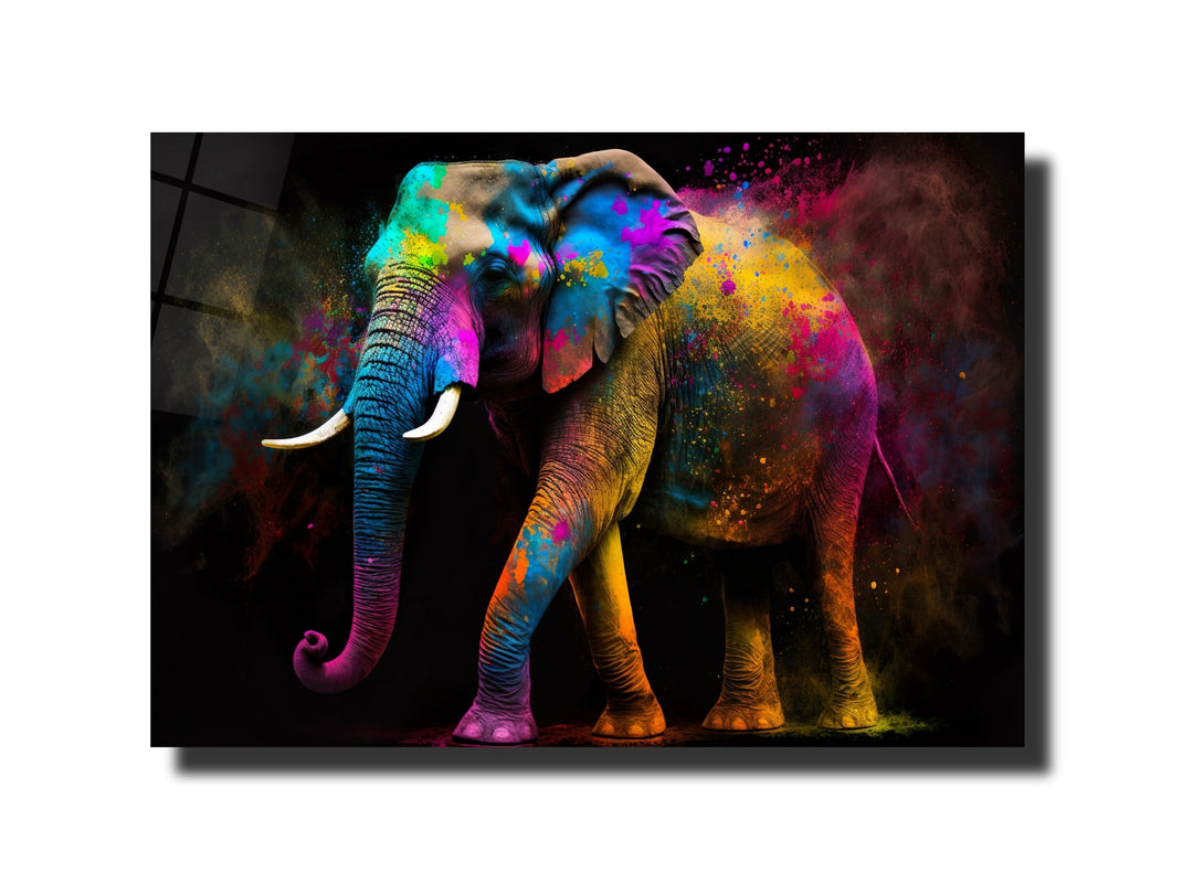 Colorful Elephant Glass Printing Wall Art - Modern Glass Wall Decor