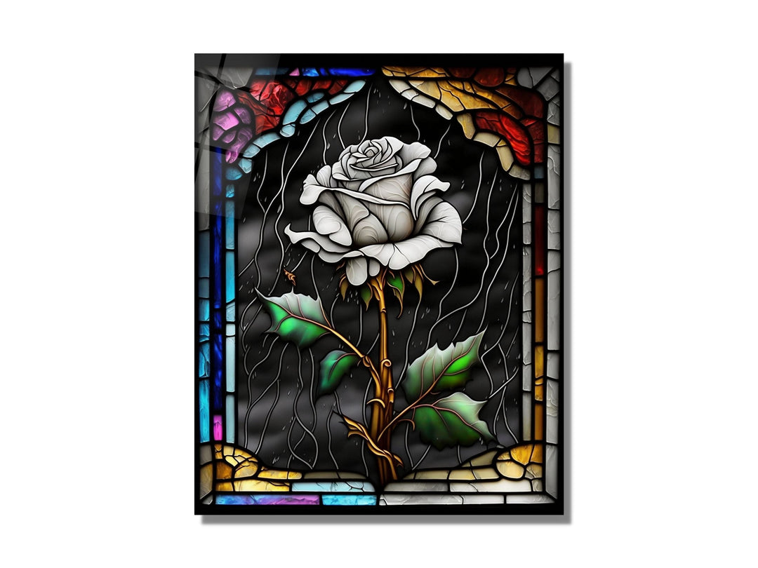 Stained Glass Rose Pattern Wall Art Window-Wall Painting Decor