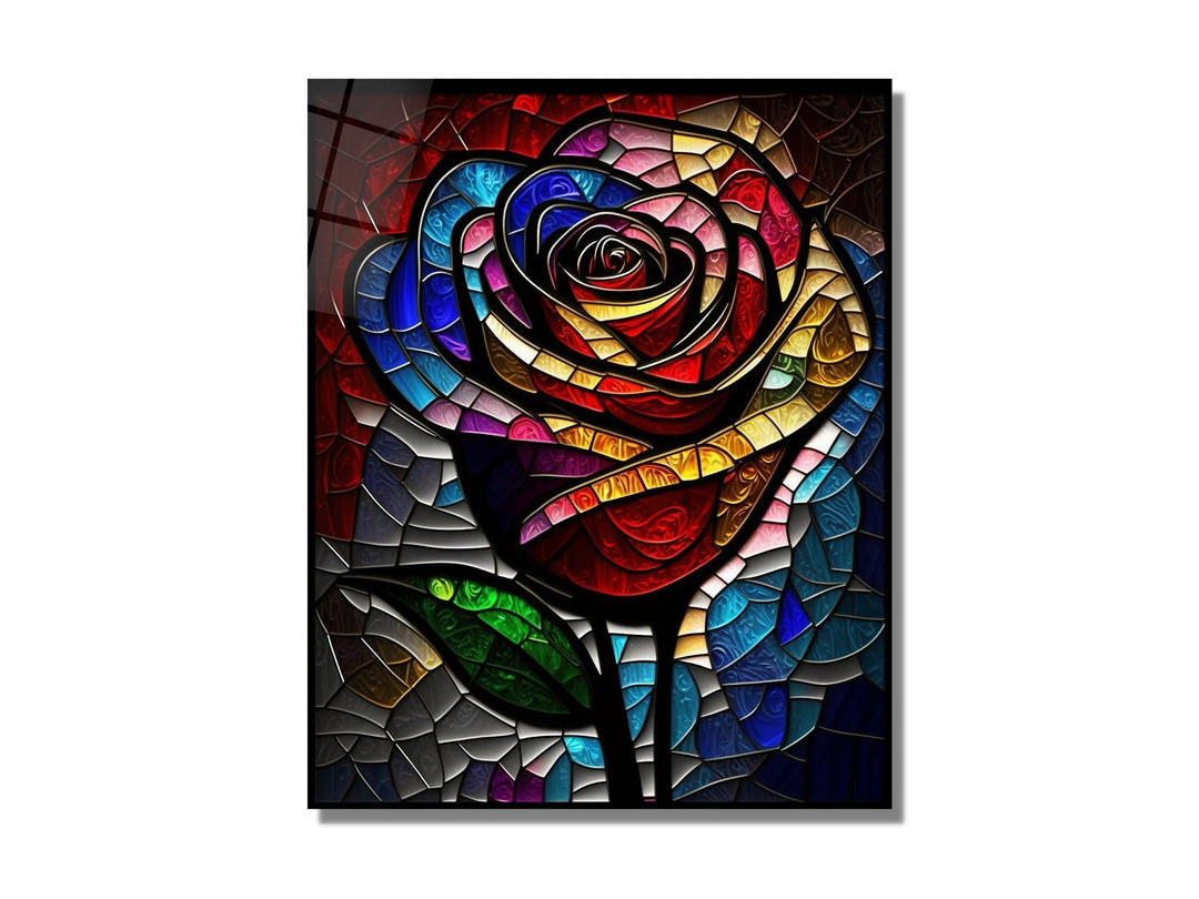 Stained Glass Rose Pattern Wall Art Window-Wall Painting Decor