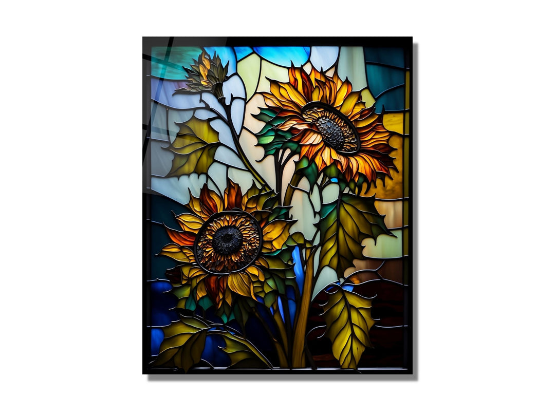 Stained Glass Sunflower Pattern Wall Art Window-Wall Painting Decor