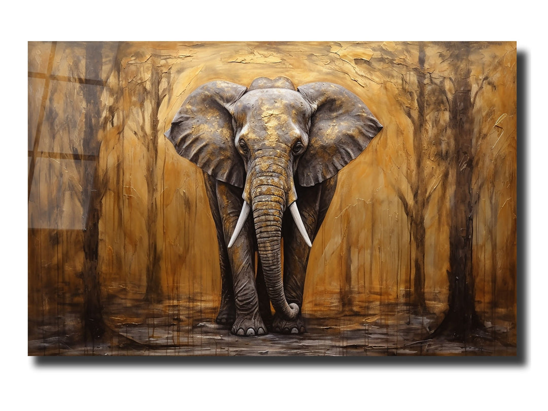 Elephant Glass Printing Wall Art - Glass Wall Decor