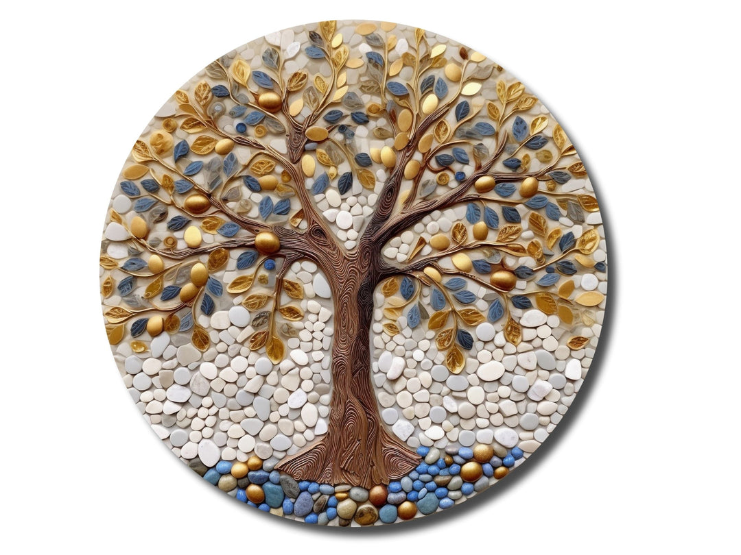 Tree of Life Stained Glass Pattern Wall Art Window-Wall Painting Decor Round