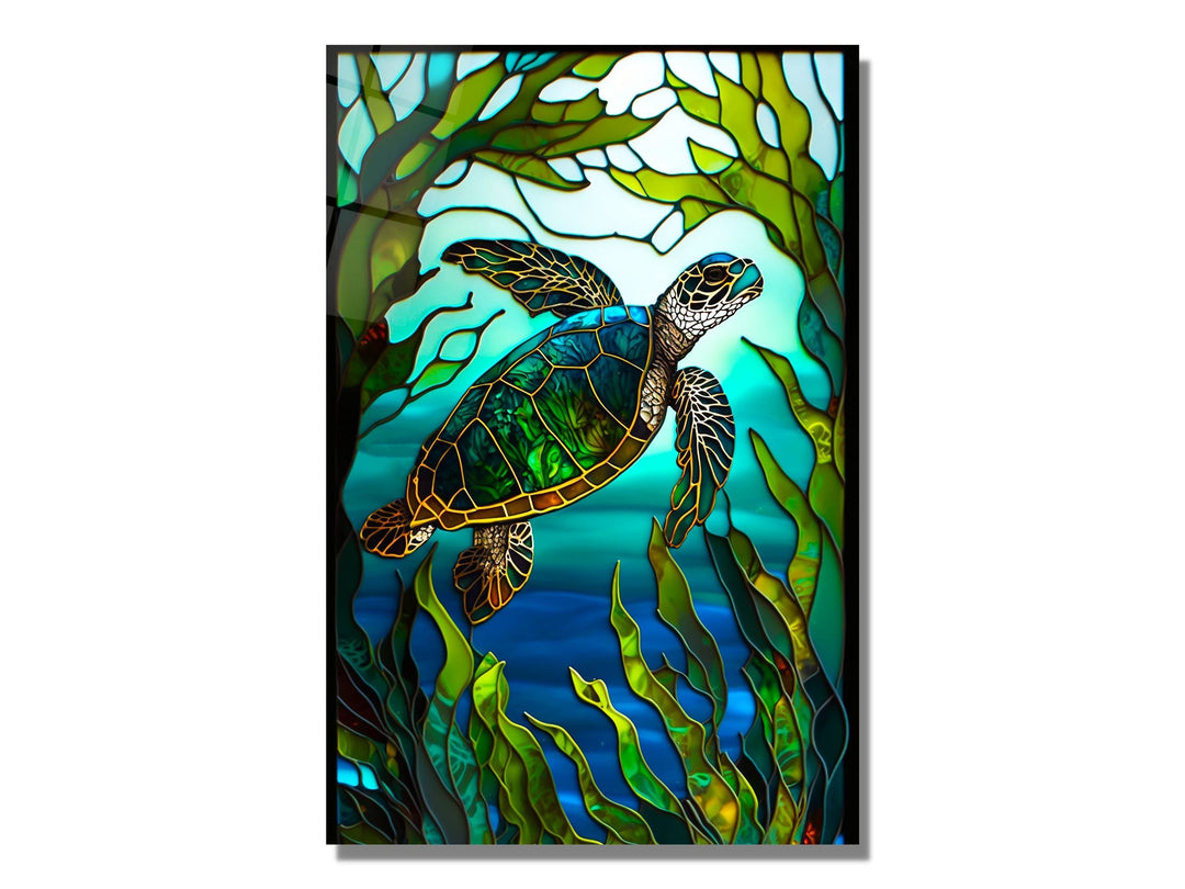 Stained Glass Sea Turtle Pattern Wall Art Window-Wall Painting Decor