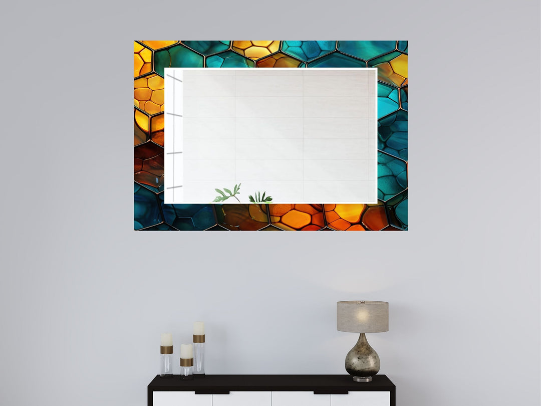 Abstract Stained Glass Pattern Wall Mirror-Home Office Wall Decoration