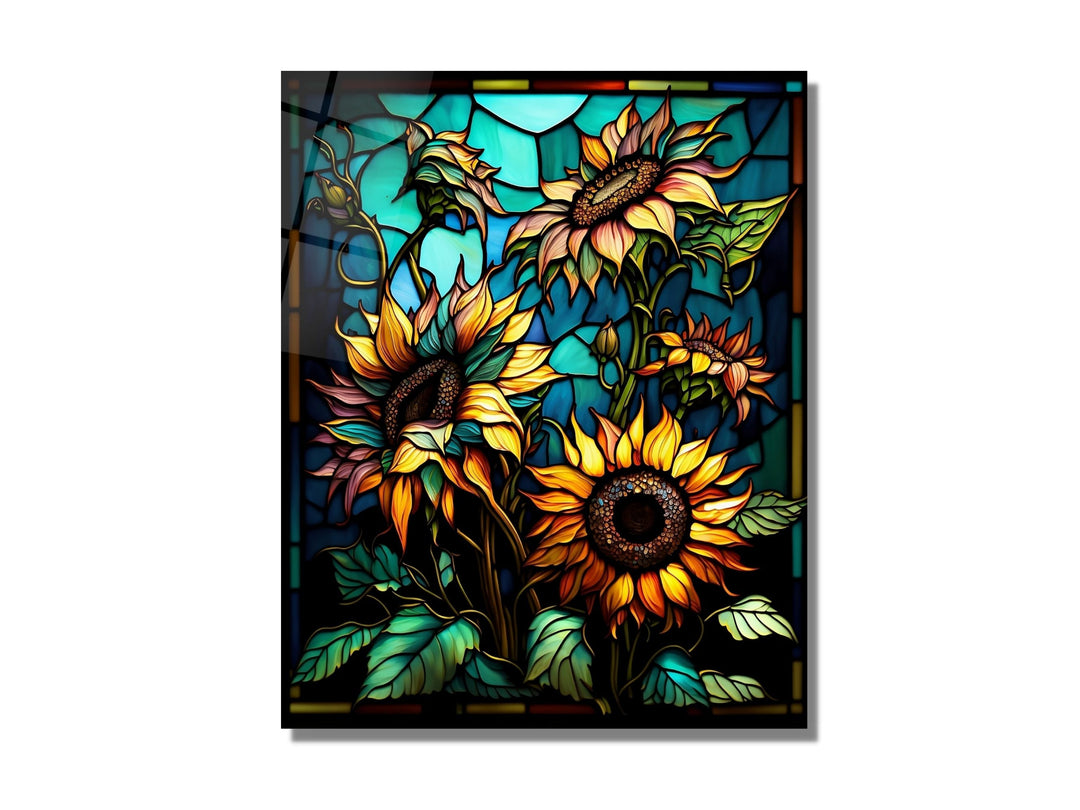 Stained Glass Sunflower Pattern Wall Art Window-Wall Painting Decor