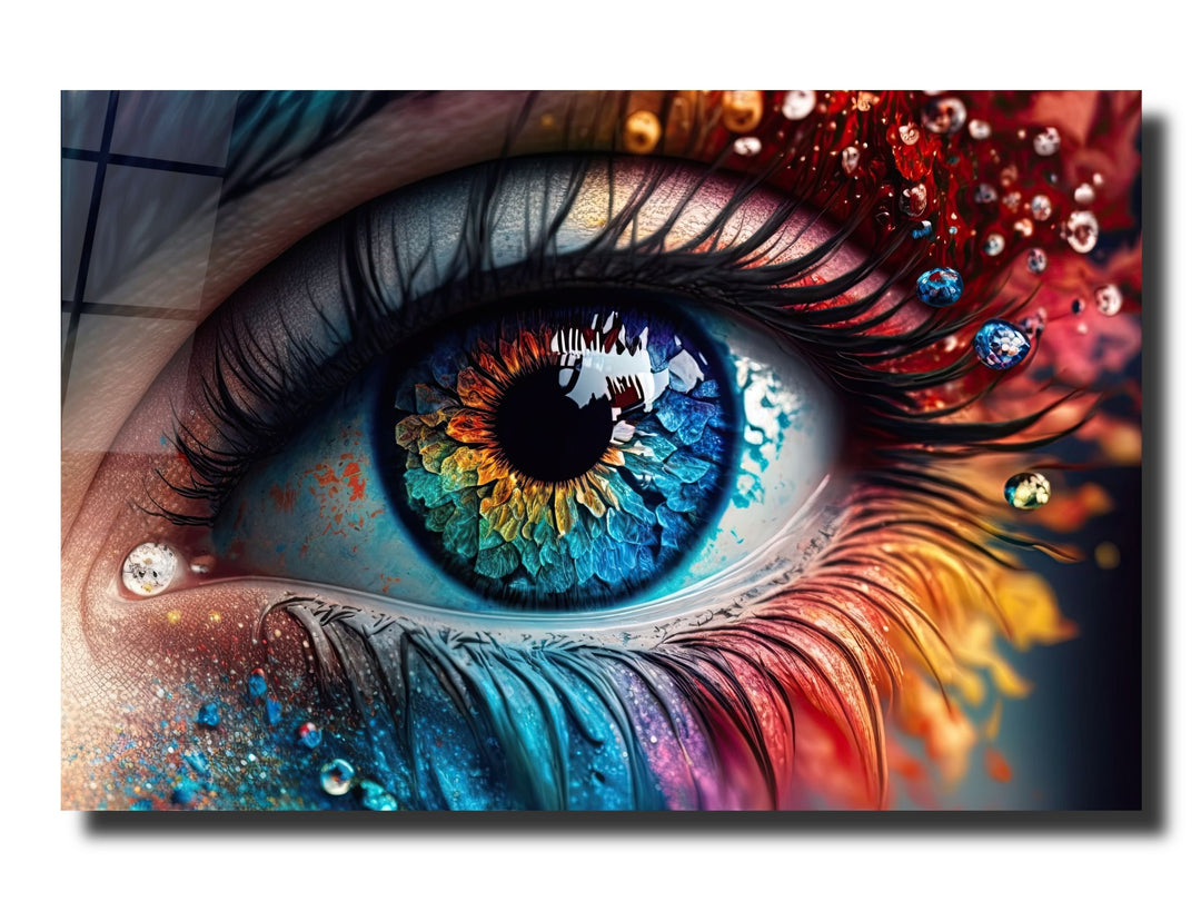 Colorful Eyes Glass Printing Wall Art - Modern Glass Wall Decor