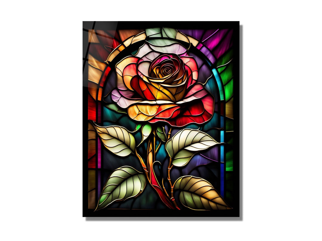 Stained Glass Rose Pattern Wall Art Window-Wall Painting Decor