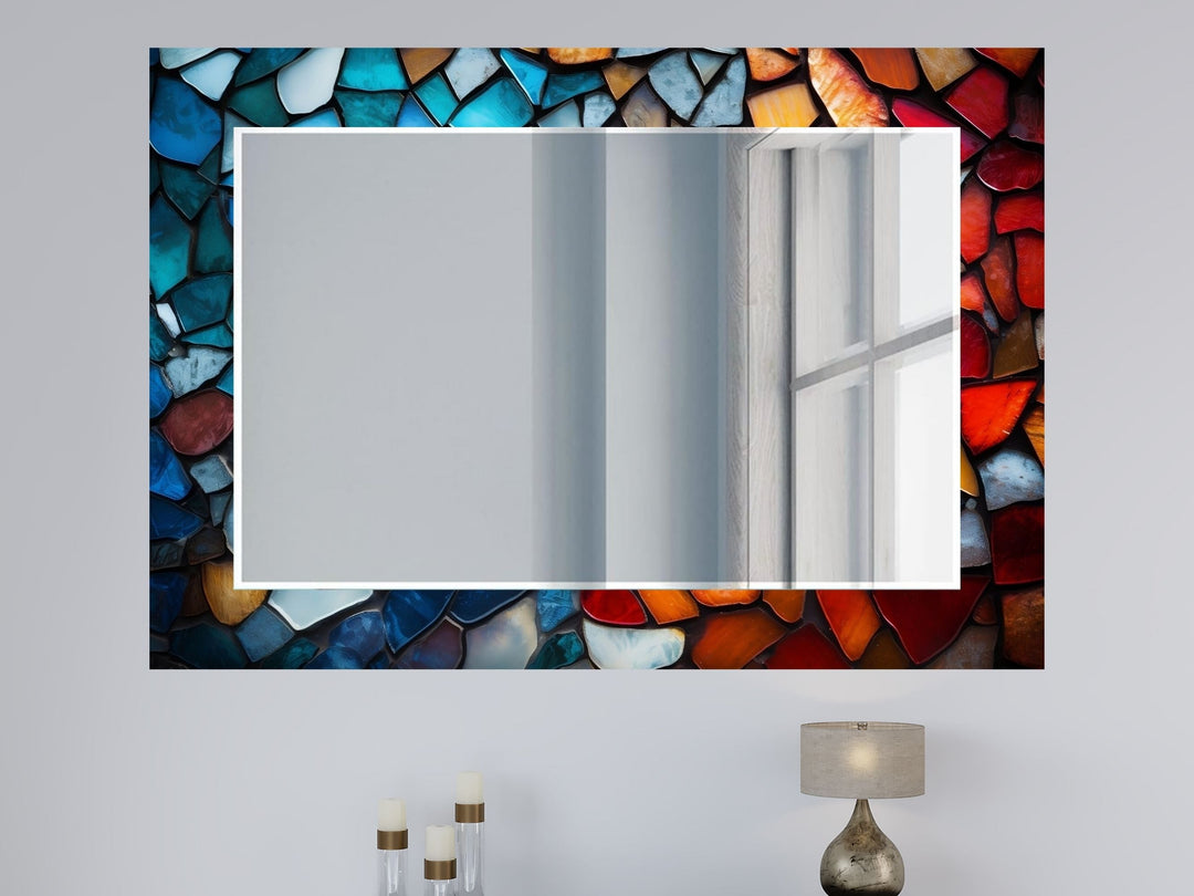 Abstract Stained Glass Pattern Wall Mirror-Home Office Wall Decoration