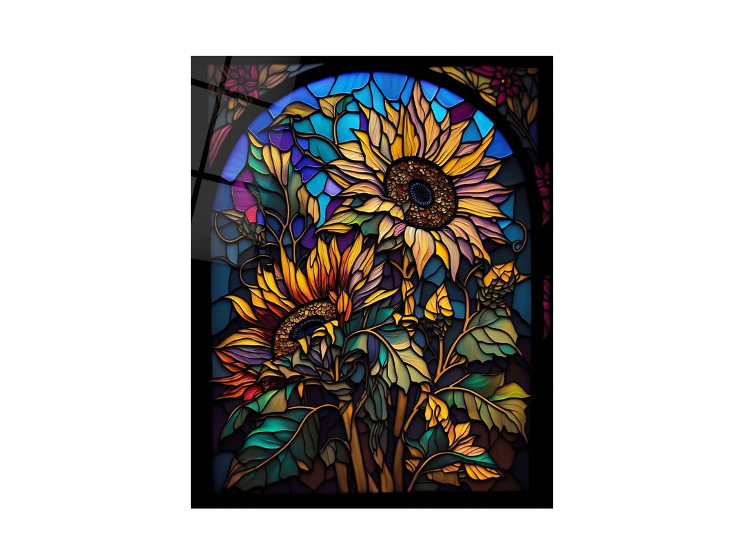 Stained Glass Sunflower Pattern Wall Art Window-Wall Painting Decor