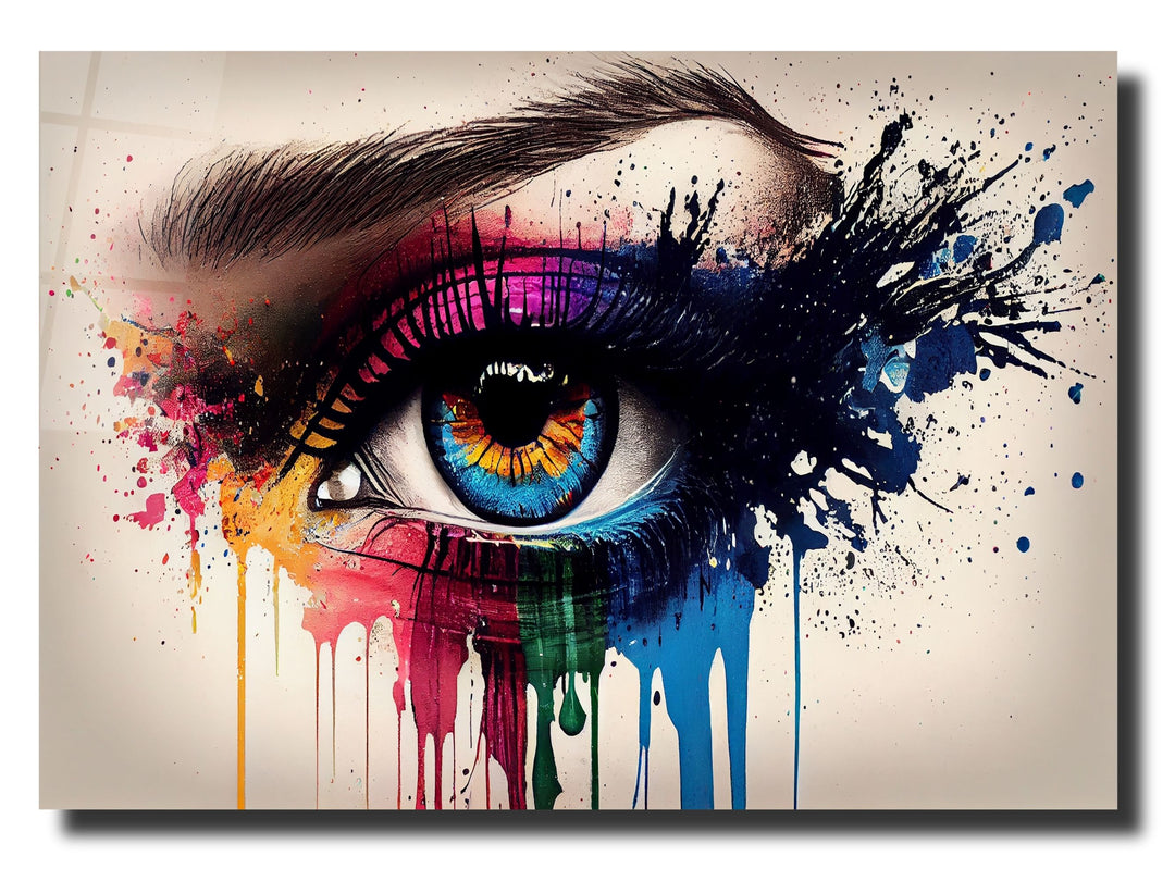 Colorful Eyes Glass Printing Wall Art - Modern Glass Wall Decor