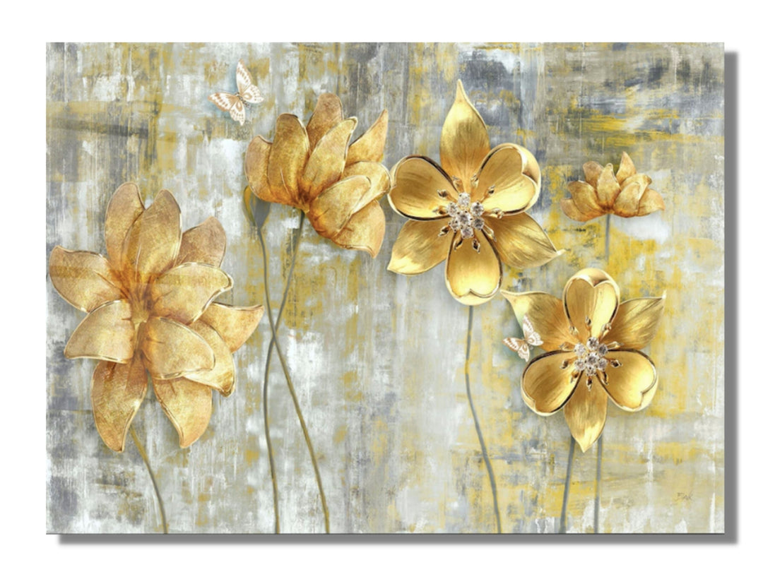 Abstract Floral Glass Printing Wall Art-Home Office Wall Painting Decor