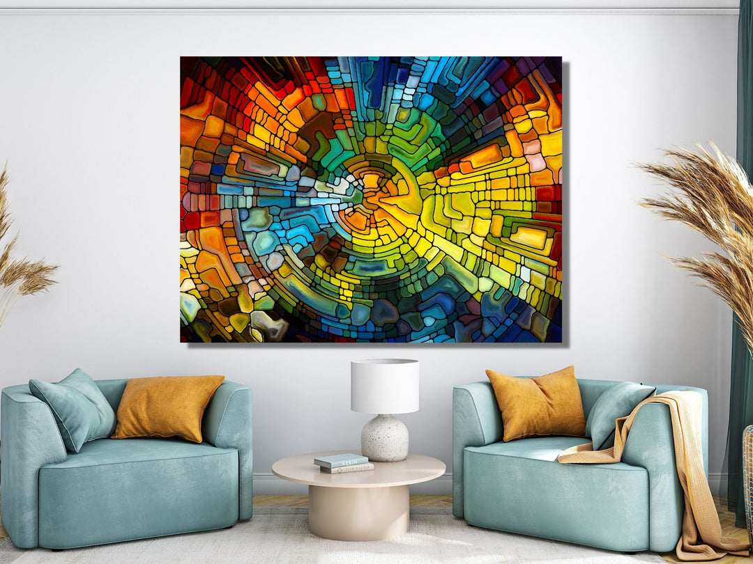 Abstract Stained Glass Pattern Wall Art-Home Office Wall Painting Decor Panel