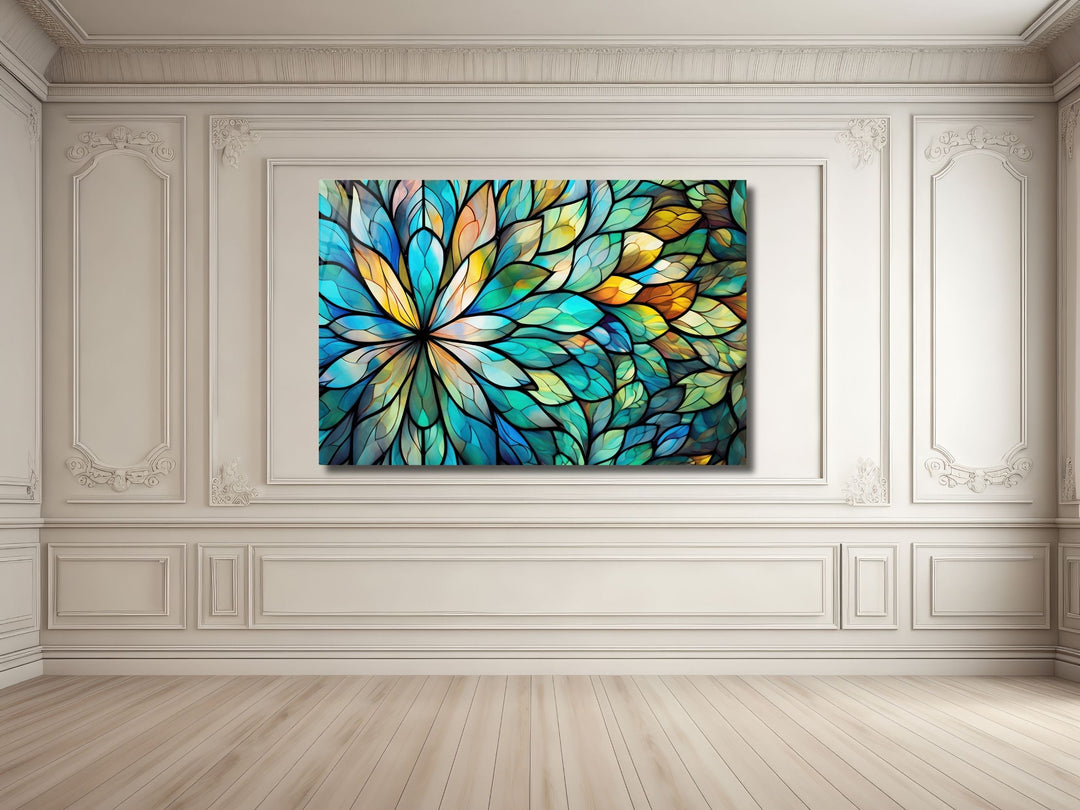 Stained Glass Floral Pattern Wall Art-Home Office Wall Painting Decor