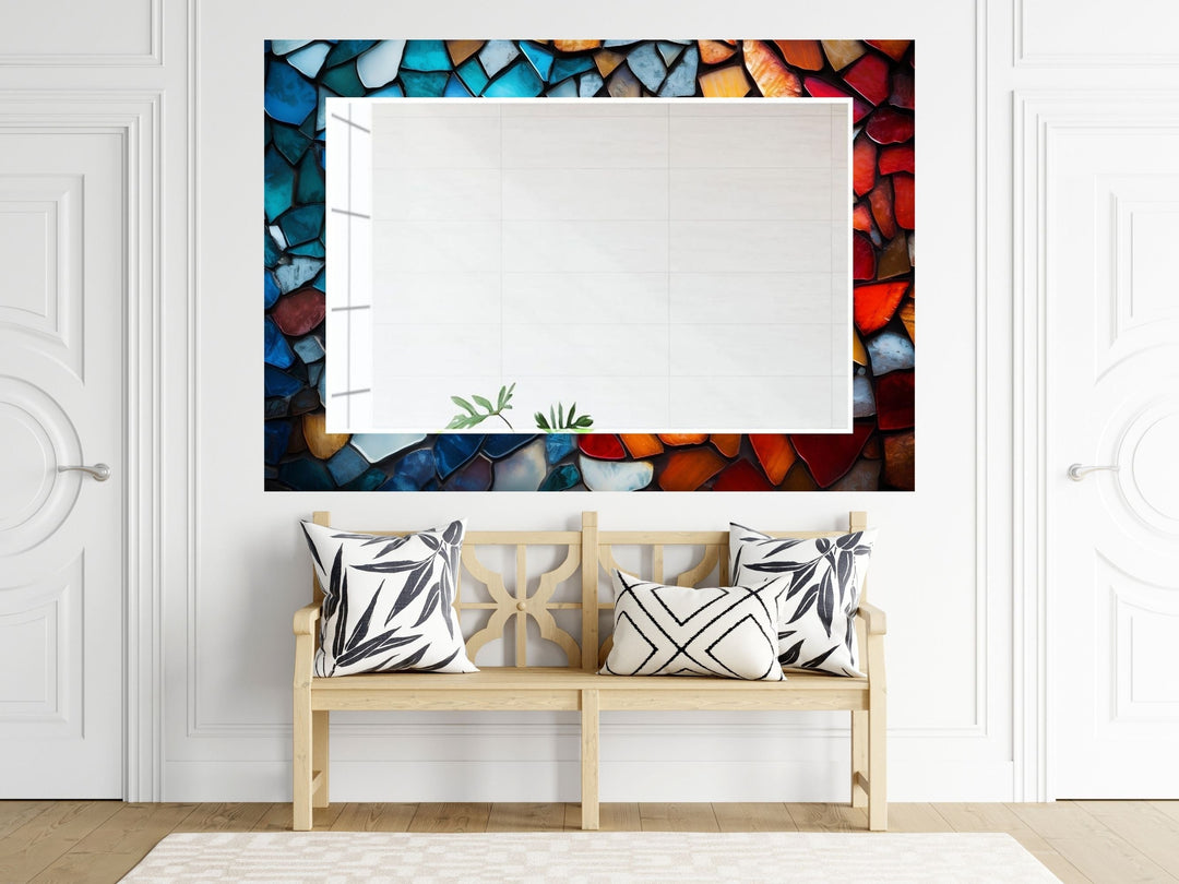 Abstract Stained Glass Pattern Wall Mirror-Home Office Wall Decoration