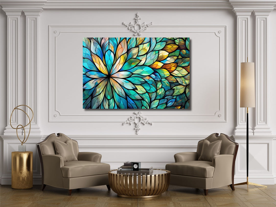 Stained Glass Floral Pattern Wall Art-Home Office Wall Painting Decor