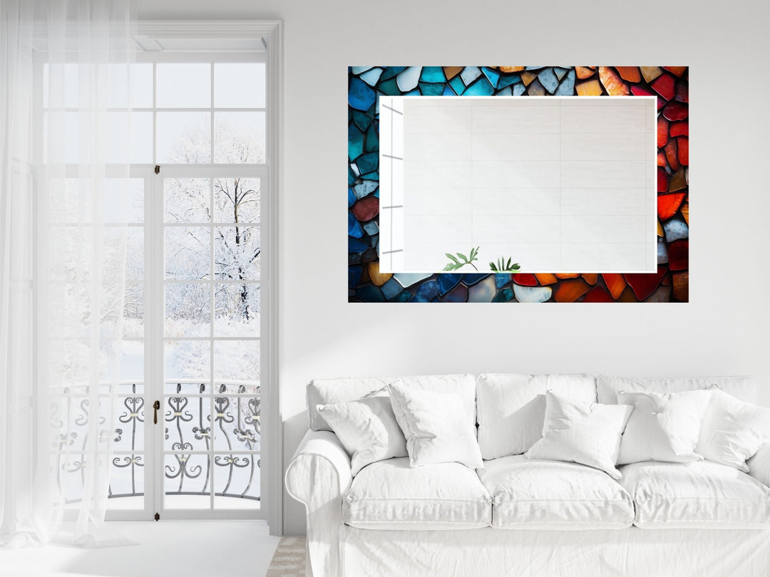 Abstract Stained Glass Pattern Wall Mirror-Home Office Wall Decoration