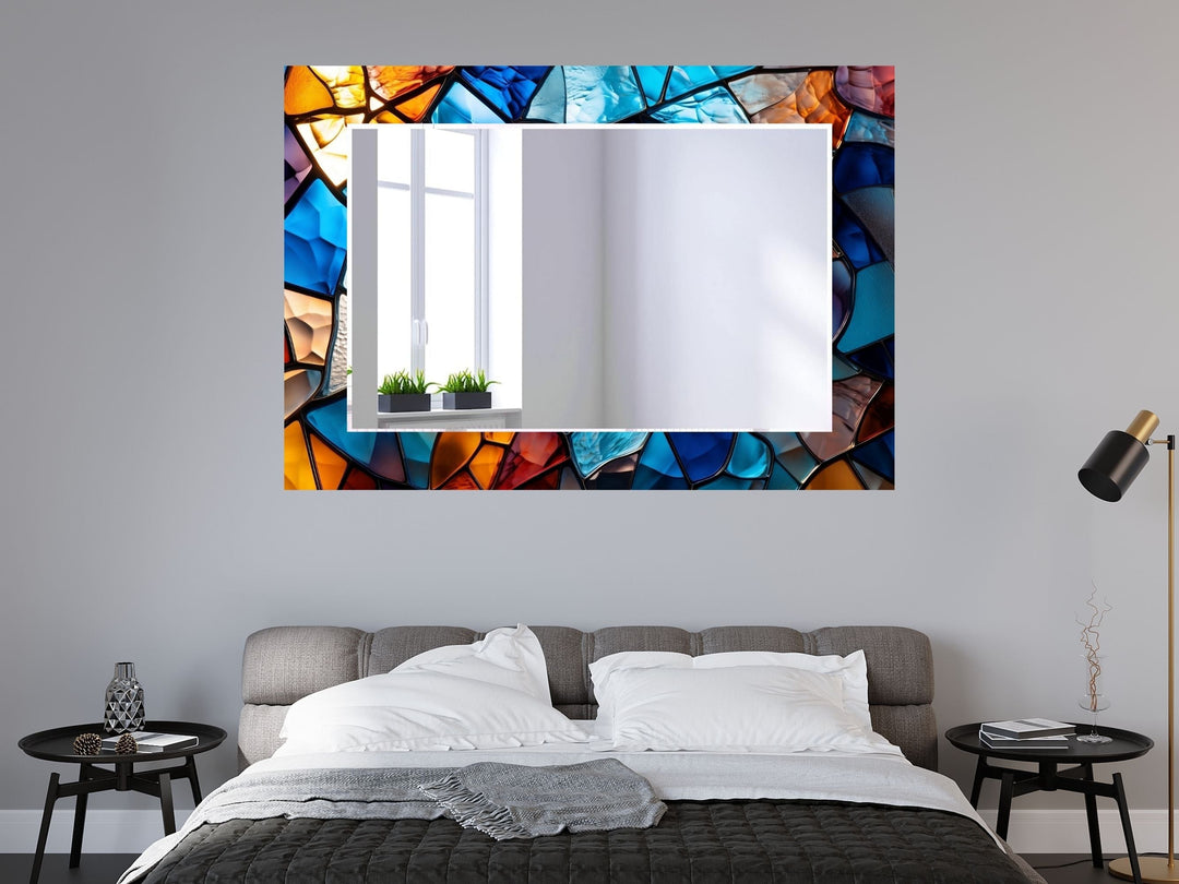 Abstract Stained Glass Pattern Wall Mirror-Home Office Wall Decoration