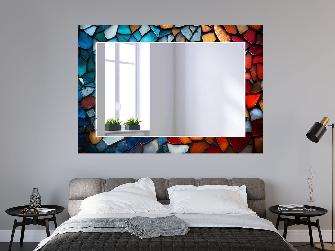 Abstract Stained Glass Pattern Wall Mirror-Home Office Wall Decoration