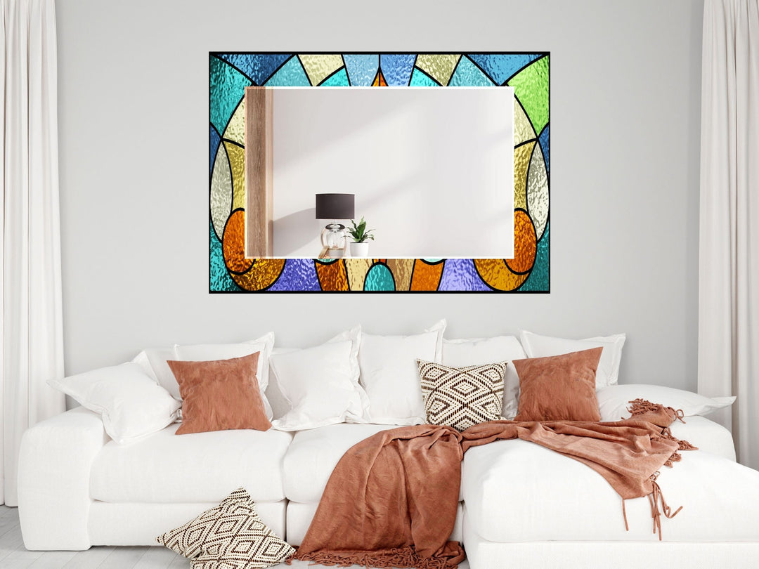 Abstract Stained Glass Pattern Wall Mirror-Home Office Wall Decoration