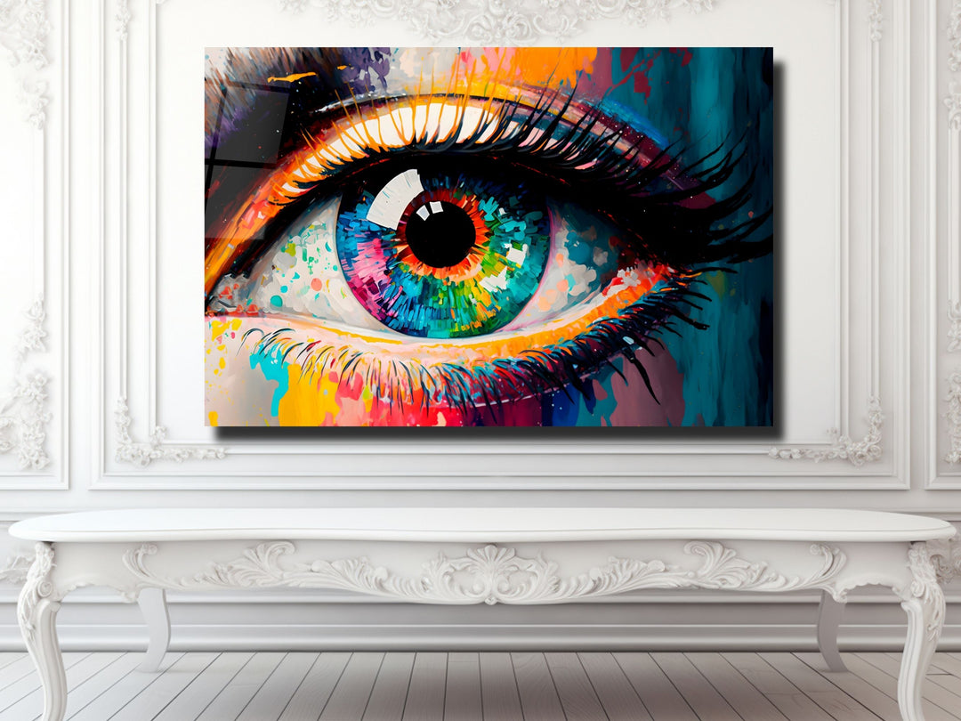 Colorful Eyes Glass Printing Wall Art - Modern Glass Wall Decor