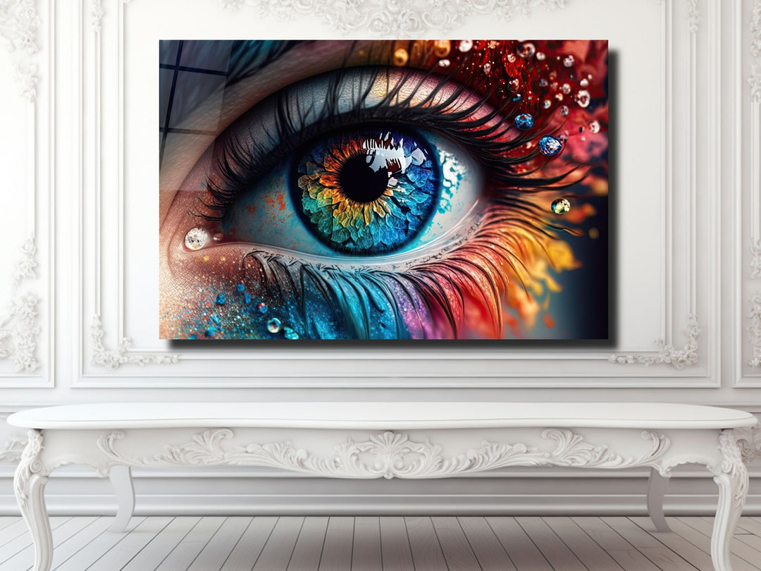 Colorful Eyes Glass Printing Wall Art - Modern Glass Wall Decor