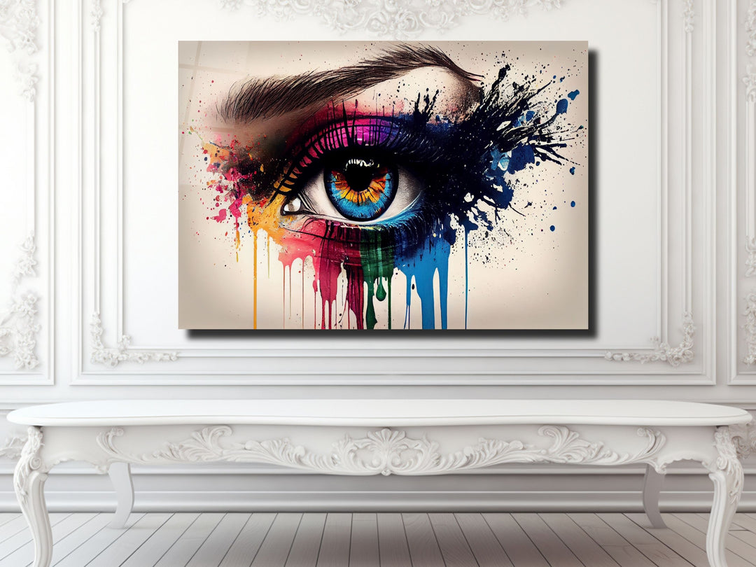 Colorful Eyes Glass Printing Wall Art - Modern Glass Wall Decor