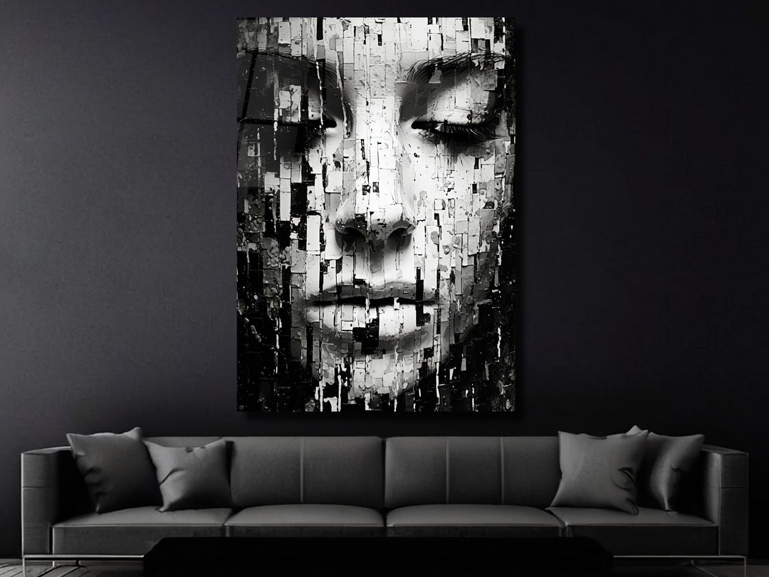 Abstract Minimalist Design Wall Art Decor Black&White-Home&Office Glass Printing Wall Painting