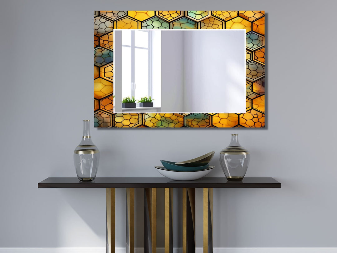 Abstract Stained Glass Pattern Wall Mirror-Home Office Wall Decoration