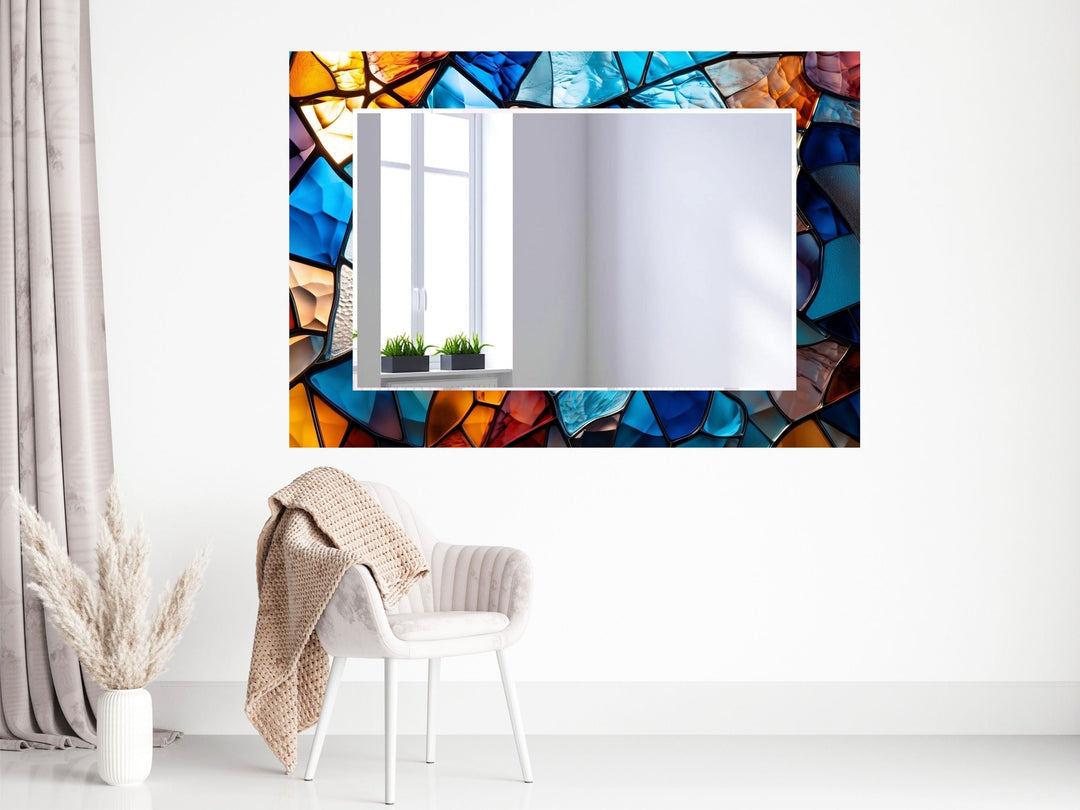 Abstract Stained Glass Pattern Wall Mirror-Home Office Wall Decoration